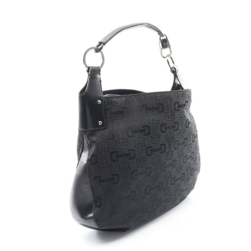 Gucci handle patterned Black top single bag prominent shoulder Black